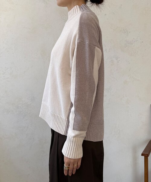 DouDou(ドゥドゥ)の「【WEB限定】モール配色ハイネックプルオーバー(ニット/セーター・レディース・ベージュ/ブラック/アイボリー・FREE)」の21枚目の写真