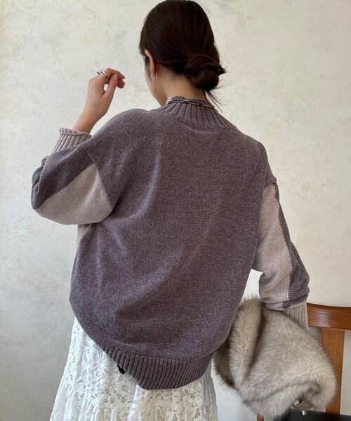 DouDou(ドゥドゥ)の「【WEB限定】モール配色ハイネックプルオーバー(ニット/セーター・レディース・ベージュ/ブラック/アイボリー・FREE)」の10枚目の写真