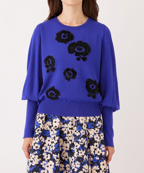 TO BE CHIC(トゥー ビー シック)の「ラメフェザー モチーフニット(ニット/セーター・レディース・ライトブルー/ブラック・40/42)」の7枚目の写真