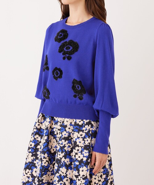TO BE CHIC(トゥー ビー シック)の「ラメフェザー モチーフニット(ニット/セーター・レディース・ライトブルー/ブラック・40/42)」の8枚目の写真