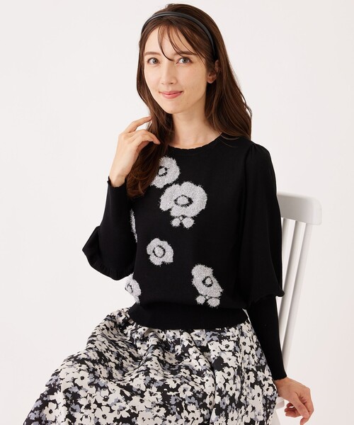TO BE CHIC(トゥー ビー シック)の「ラメフェザー モチーフニット(ニット/セーター・レディース・ライトブルー/ブラック・40/42)」の6枚目の写真