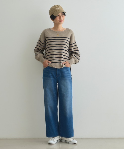 CROSS FUNCTION（クロスファンクション）の「《ストレッチ》エブ楽 裏起毛ワイドストレートパンツ【CROSS FUNCTION/クロスファンクション】（その他パンツ・レディース・ネイビー/ブルー/ブラック/ライトベージュ・S/LL/L/M）」の18枚目の写真