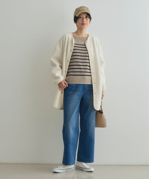 CROSS FUNCTION（クロスファンクション）の「《ストレッチ》エブ楽 裏起毛ワイドストレートパンツ【CROSS FUNCTION/クロスファンクション】（その他パンツ・レディース・ネイビー/ブルー/ブラック/ライトベージュ・S/LL/L/M）」の21枚目の写真