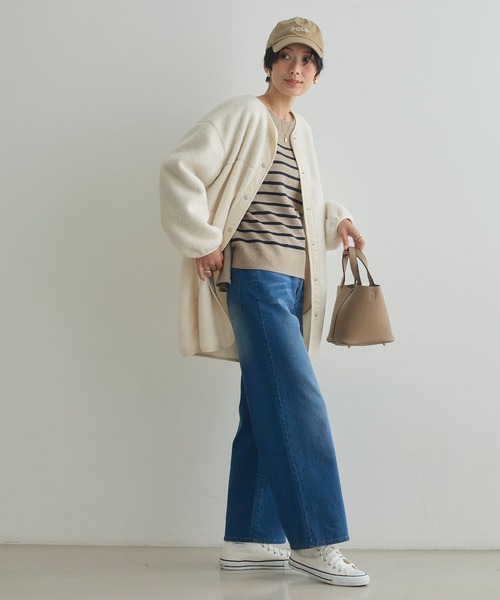 CROSS FUNCTION（クロスファンクション）の「《ストレッチ》エブ楽 裏起毛ワイドストレートパンツ【CROSS FUNCTION/クロスファンクション】（その他パンツ・レディース・ネイビー/ブルー/ブラック/ライトベージュ・S/LL/L/M）」の22枚目の写真