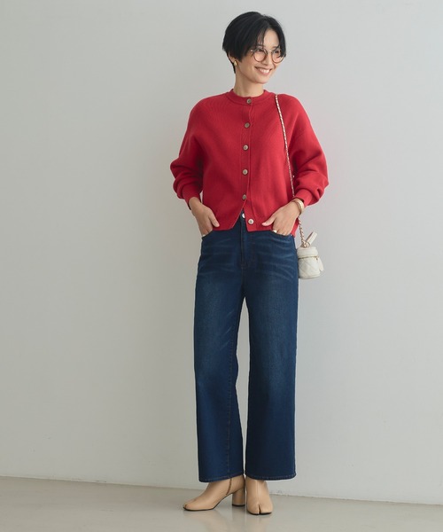 CROSS FUNCTION（クロスファンクション）の「《ストレッチ》エブ楽 裏起毛ワイドストレートパンツ【CROSS FUNCTION/クロスファンクション】（その他パンツ・レディース・ネイビー/ブルー/ブラック/ライトベージュ・S/LL/L/M）」の6枚目の写真