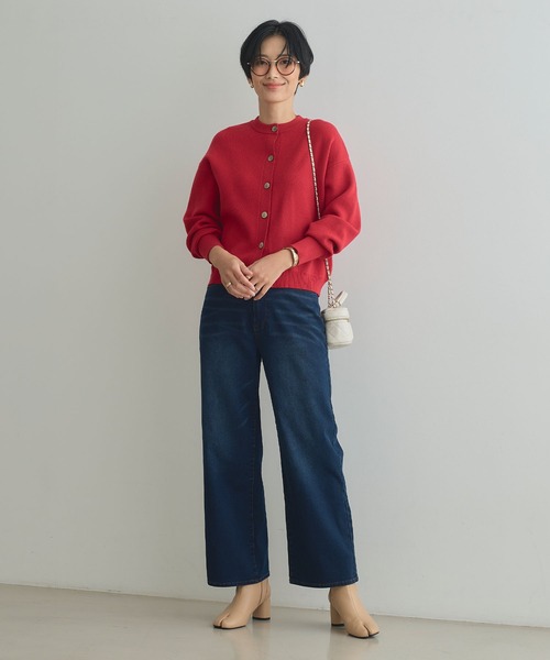 CROSS FUNCTION（クロスファンクション）の「《ストレッチ》エブ楽 裏起毛ワイドストレートパンツ【CROSS FUNCTION/クロスファンクション】（その他パンツ・レディース・ネイビー/ブルー/ブラック/ライトベージュ・S/LL/L/M）」の5枚目の写真