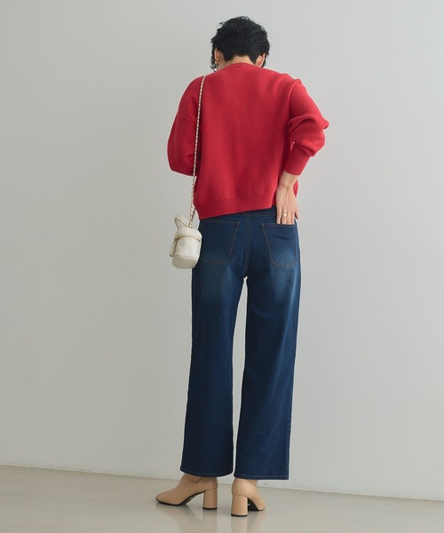 CROSS FUNCTION（クロスファンクション）の「《ストレッチ》エブ楽 裏起毛ワイドストレートパンツ【CROSS FUNCTION/クロスファンクション】（その他パンツ・レディース・ネイビー/ブルー/ブラック/ライトベージュ・S/LL/L/M）」の8枚目の写真