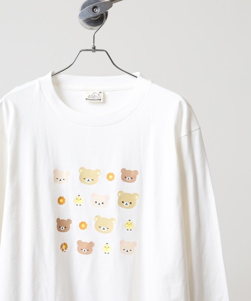 FUNALIVE（ファンアライブ）の「Rilakkuma 天竺クルーネック長袖Ｔシャツ（Tシャツ/カットソー・メンズ・ホワイト/ブラック/ホワイト系1/スモークピンク/ライトグレー・S/M/L）」の2枚目の写真