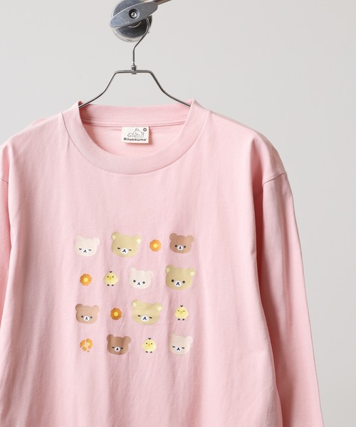 FUNALIVE（ファンアライブ）の「Rilakkuma 天竺クルーネック長袖Ｔシャツ（Tシャツ/カットソー・メンズ・ホワイト/ブラック/ホワイト系1/スモークピンク/ライトグレー・S/M/L）」の5枚目の写真