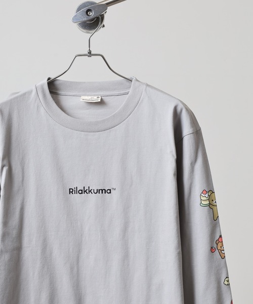 FUNALIVE（ファンアライブ）の「Rilakkuma 天竺クルーネック長袖Ｔシャツ（Tシャツ/カットソー・メンズ・ホワイト/ブラック/ホワイト系1/スモークピンク/ライトグレー・S/M/L）」の4枚目の写真