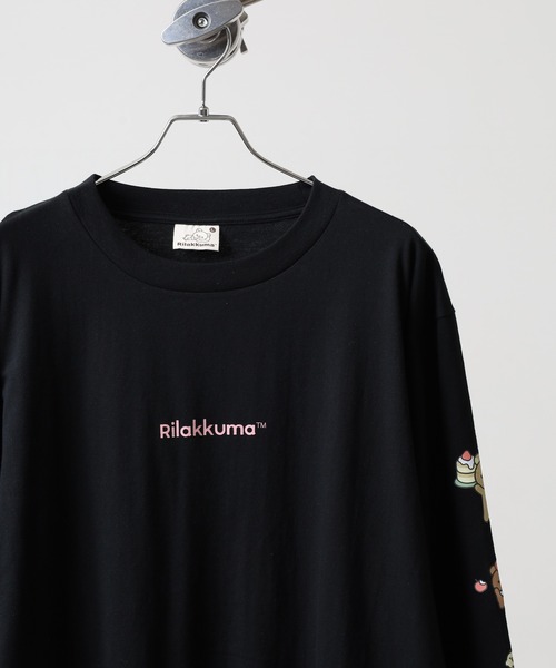 FUNALIVE（ファンアライブ）の「Rilakkuma 天竺クルーネック長袖Ｔシャツ（Tシャツ/カットソー・メンズ・ホワイト/ブラック/ホワイト系1/スモークピンク/ライトグレー・S/M/L）」の3枚目の写真
