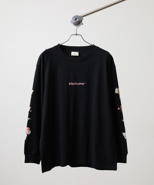 FUNALIVE（ファンアライブ）の「Rilakkuma 天竺クルーネック長袖Ｔシャツ（Tシャツ/カットソー・メンズ・ホワイト/ブラック/ホワイト系1/スモークピンク/ライトグレー・S/M/L）」の12枚目の写真