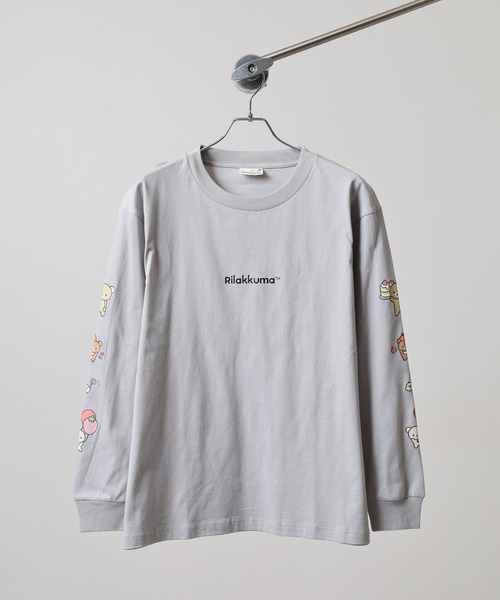 FUNALIVE（ファンアライブ）の「Rilakkuma 天竺クルーネック長袖Ｔシャツ（Tシャツ/カットソー・メンズ・ホワイト/ブラック/ホワイト系1/スモークピンク/ライトグレー・S/M/L）」の7枚目の写真
