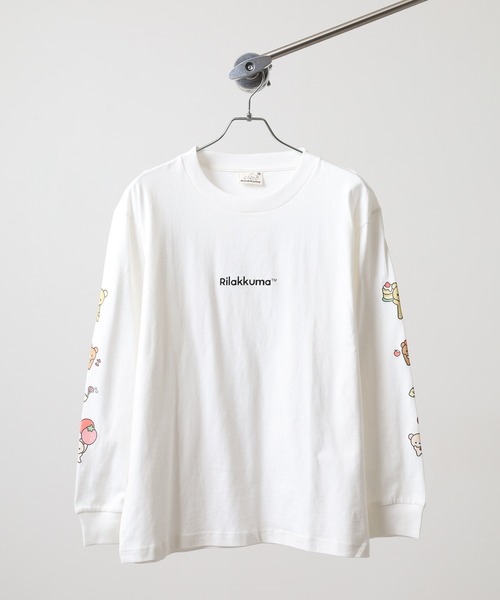 FUNALIVE（ファンアライブ）の「Rilakkuma 天竺クルーネック長袖Ｔシャツ（Tシャツ/カットソー・メンズ・ホワイト/ブラック/ホワイト系1/スモークピンク/ライトグレー・S/M/L）」の6枚目の写真