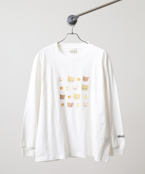 FUNALIVE（ファンアライブ）の「Rilakkuma 天竺クルーネック長袖Ｔシャツ（Tシャツ/カットソー・メンズ・ホワイト/ブラック/ホワイト系1/スモークピンク/ライトグレー・S/M/L）」の8枚目の写真
