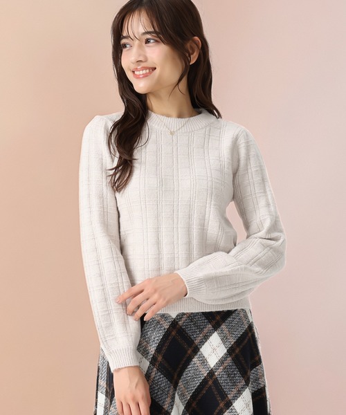 セール】2025秋冬新作 フラッフィーチェック柄ニット（ニット/セーター
