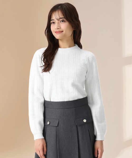 セール】2025秋冬新作 フラッフィーチェック柄ニット（ニット/セーター