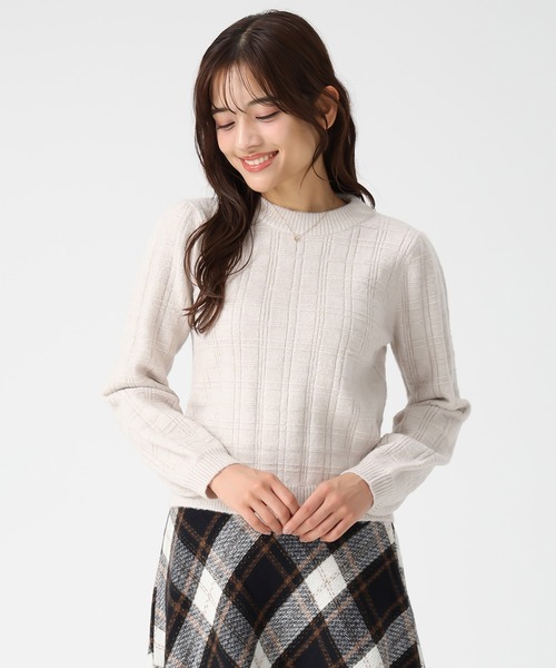 セール】2025秋冬新作 フラッフィーチェック柄ニット（ニット/セーター