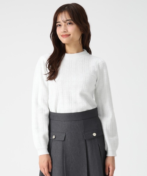 セール】2025秋冬新作 フラッフィーチェック柄ニット（ニット/セーター