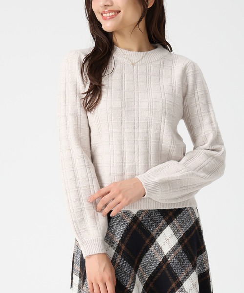 セール】2025秋冬新作 フラッフィーチェック柄ニット（ニット/セーター