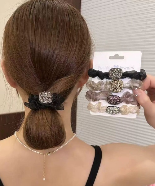 ・:*+.キラキラ☆ヘアゴム.:+ セール】《Bz》キラキラスクエアヘアゴム(RZ)（ヘアゴム）｜B.I.D.