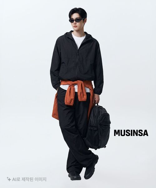 MUSINSA STANDARD（ムシンサスタンダード）の「[シティレジャー] リップストップカーブドポケットハイキングバックパック [ブラック]（バックパック/リュック・レディース・その他・FREE）」の22枚目の写真