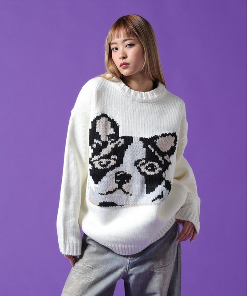 DANKE SCHON(ダンケシェーン)の「【WEB&DEPOT限定】DankeSchon/ダンケシェーン/1.5GG DOG KNIT(ニット/セーター・レディース・ホワイト系2/ブラック/ブルー・M/L/XL)」の2枚目の写真