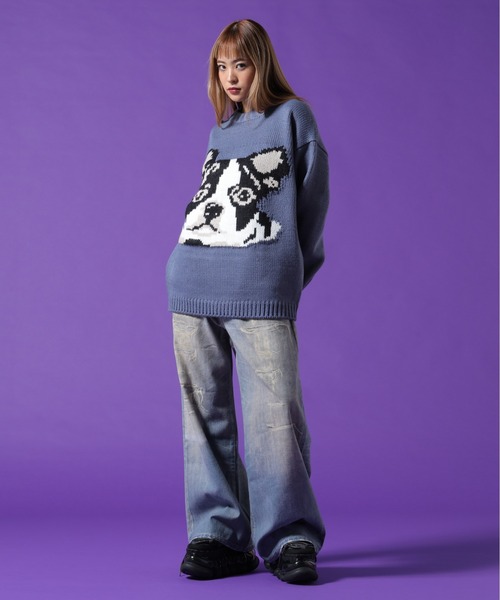 DANKE SCHON(ダンケシェーン)の「【WEB&DEPOT限定】DankeSchon/ダンケシェーン/1.5GG DOG KNIT(ニット/セーター・レディース・ホワイト系2/ブラック/ブルー・M/L/XL)」の16枚目の写真