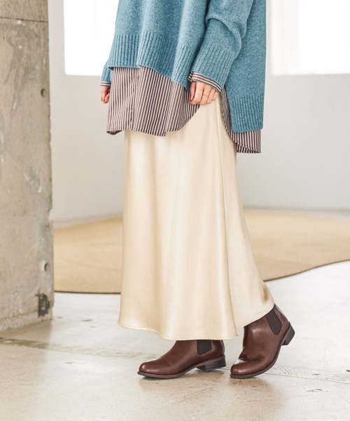 studio CLIP（スタディオクリップ）の「【WEB限定】サテンナロースカート（スカート・レディース・アイボリー/ドット/モカ・FREE）」の2枚目の写真