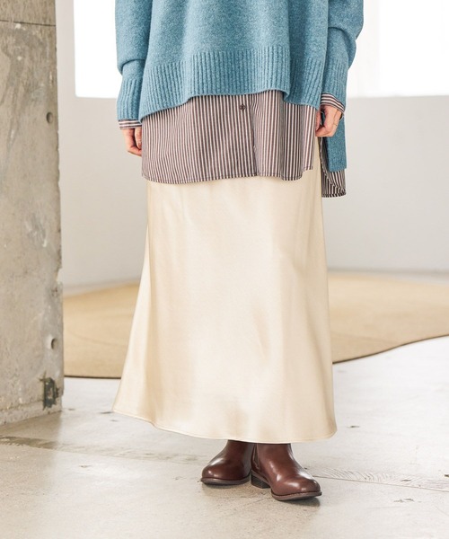 studio CLIP（スタディオクリップ）の「【WEB限定】サテンナロースカート（スカート・レディース・アイボリー/ドット/モカ・FREE）」の15枚目の写真
