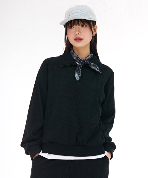 CHASECULT(チェイスカルト)の「レディースリブ半ジップスウェットTシャツ-ブラック(スウェット・レディース・ブラック・90/85)」の5枚目の写真