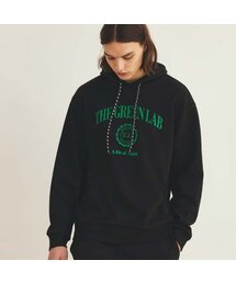 THE GREEN LAB（ザグリーンラボ）の「バスティグラフィックフードパーカー[ブラック]（パーカー）」