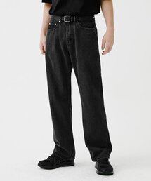 バイオストーンウォッシュワイドデニムパンツ(BLACK)