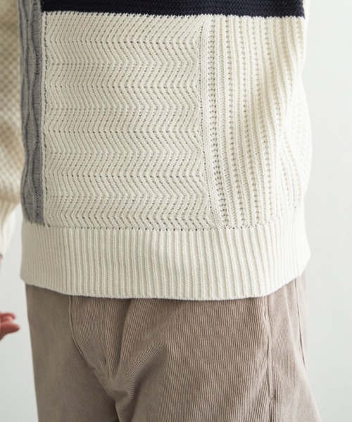 ikka(イッカ)の「ブロックスクルーネックニット(ニット/セーター・メンズ・オフホワイト/ネイビー/モカ・M/L/XL/S)」の22枚目の写真