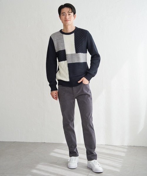 ikka(イッカ)の「ブロックスクルーネックニット(ニット/セーター・メンズ・オフホワイト/ネイビー/モカ・M/L/XL/S)」の14枚目の写真
