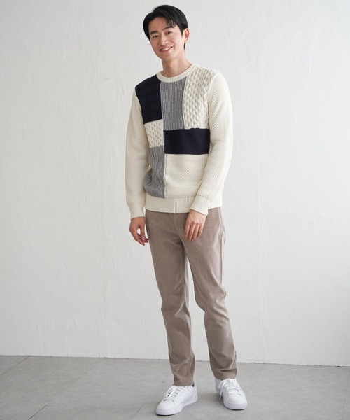ikka(イッカ)の「ブロックスクルーネックニット(ニット/セーター・メンズ・オフホワイト/ネイビー/モカ・M/L/XL/S)」の10枚目の写真