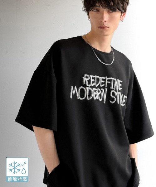 Classical Origin（クラシカルオリジン）の「【接触冷感機能付き】刺繍もシルエットもまるで3Dな主役級アイテム！立体刺繍ドレープダンボールTシャツ／3D Embroidered Draped Double-Knit T-Shirt（Tシャツ/カットソー・メンズ・アイボリー/ブラック・MEDIUM/LARGE/SMALL）」の2枚目の写真