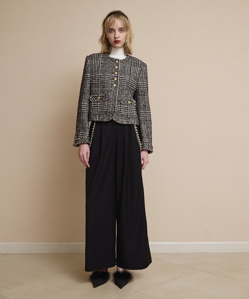 EIMY ISTOIRE（エイミーイストワール）の「ツイードノーカラージャケット（ノーカラージャケット・レディース・チェック/ブラック・36/38）」の5枚目の写真