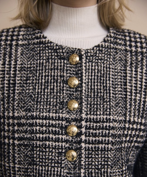 EIMY ISTOIRE（エイミーイストワール）の「ツイードノーカラージャケット（ノーカラージャケット・レディース・チェック/ブラック・36/38）」の8枚目の写真