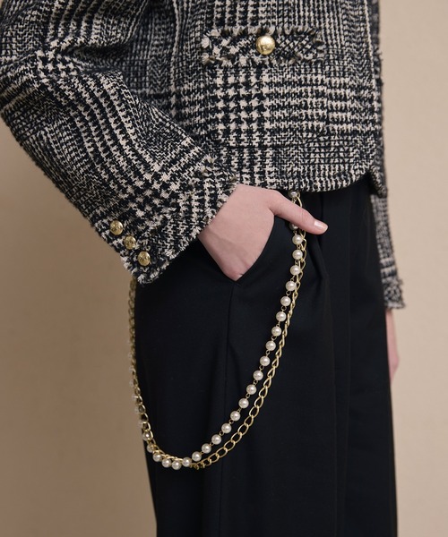 EIMY ISTOIRE（エイミーイストワール）の「ツイードノーカラージャケット（ノーカラージャケット・レディース・チェック/ブラック・36/38）」の10枚目の写真
