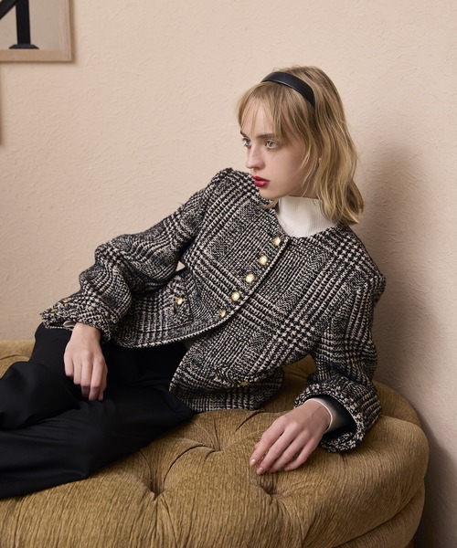 EIMY ISTOIRE（エイミーイストワール）の「ツイードノーカラージャケット（ノーカラージャケット・レディース・チェック/ブラック・36/38）」の12枚目の写真