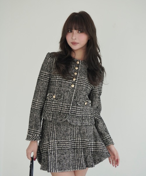 EIMY ISTOIRE（エイミーイストワール）の「ツイードノーカラージャケット（ノーカラージャケット・レディース・チェック/ブラック・36/38）」の15枚目の写真
