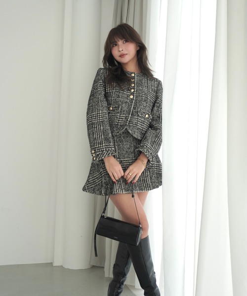 EIMY ISTOIRE（エイミーイストワール）の「ツイードノーカラージャケット（ノーカラージャケット・レディース・チェック/ブラック・36/38）」の17枚目の写真