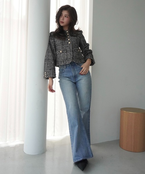 EIMY ISTOIRE（エイミーイストワール）の「ツイードノーカラージャケット（ノーカラージャケット・レディース・チェック/ブラック・36/38）」の19枚目の写真