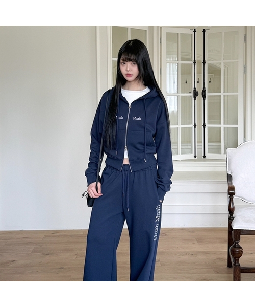 muahmuah（ムーアムーア）の「[SET] レギュラーフィットフードジップアップパンツセットアップ [9色]（パーカー・レディース・ライトグレー/ブラック/ネイビー/グレー/ピンク/クリーム/ブラック系その他/グレー系その他/チャコール/ネイビー系/オートミール/ホワイト・FREE）」の10枚目の写真