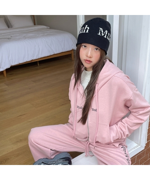 muahmuah（ムーアムーア）の「[SET] レギュラーフィットフードジップアップパンツセットアップ [9色]（パーカー・レディース・ライトグレー/ブラック/ネイビー/グレー/ピンク/クリーム/ブラック系その他/グレー系その他/チャコール/ネイビー系/オートミール/ホワイト・FREE）」の12枚目の写真