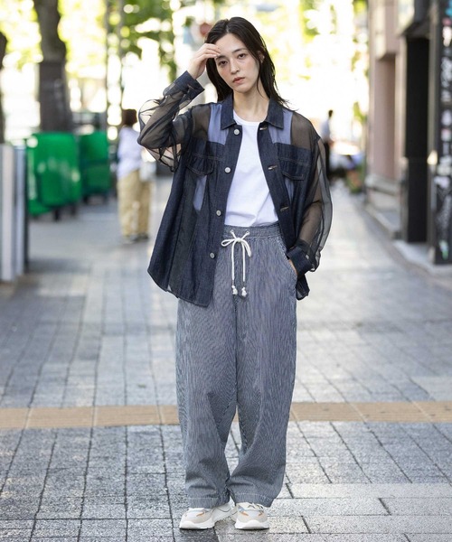 Munich（ミューニック）の「デニム×シアーデニムドッキングシャツ（シャツ/ブラウス・レディース・ブラック/ネイビー・FREE）」の11枚目の写真