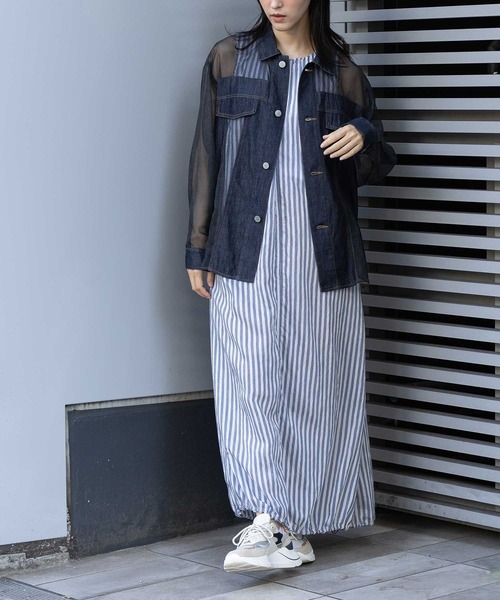 Munich（ミューニック）の「デニム×シアーデニムドッキングシャツ（シャツ/ブラウス・レディース・ブラック/ネイビー・FREE）」の12枚目の写真