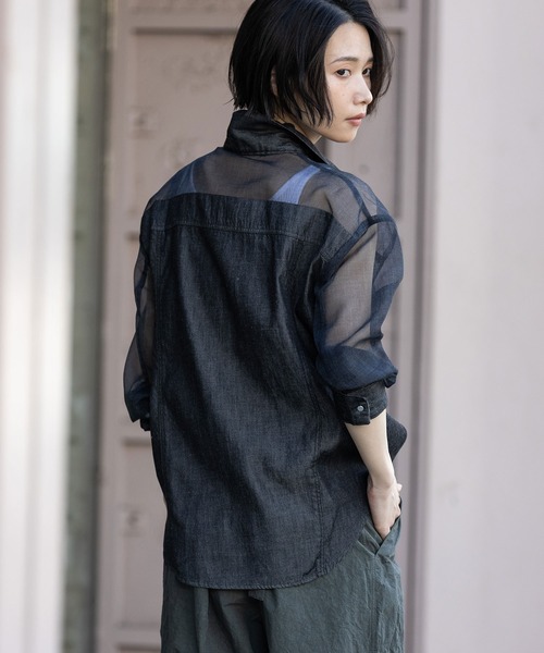 Munich（ミューニック）の「デニム×シアーデニムドッキングシャツ（シャツ/ブラウス・レディース・ブラック/ネイビー・FREE）」の14枚目の写真