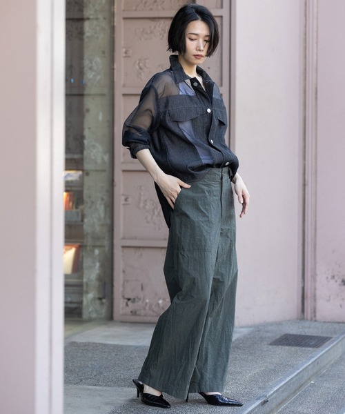 Munich（ミューニック）の「デニム×シアーデニムドッキングシャツ（シャツ/ブラウス・レディース・ブラック/ネイビー・FREE）」の15枚目の写真